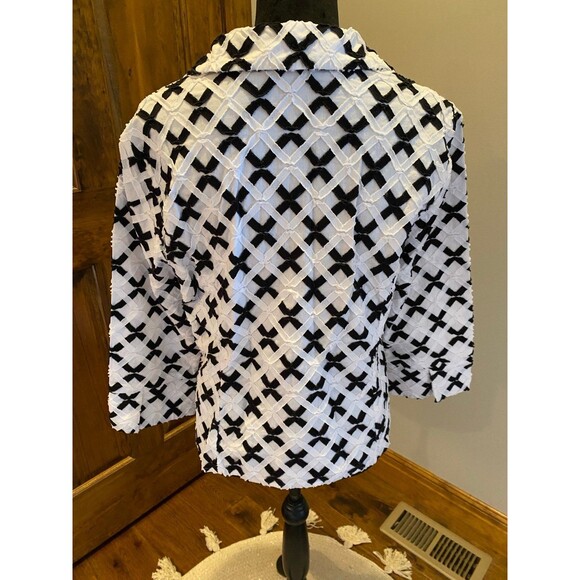Rafael Jacket Womens Sz 14 Black & White Geometric Pattern Zipper Front Stylish - Picture 4 of 8
